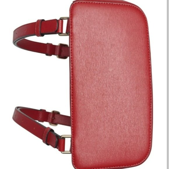 DKNY Bryant Leather Top Zip Backpack -Bright Red - Picture 2 of 7